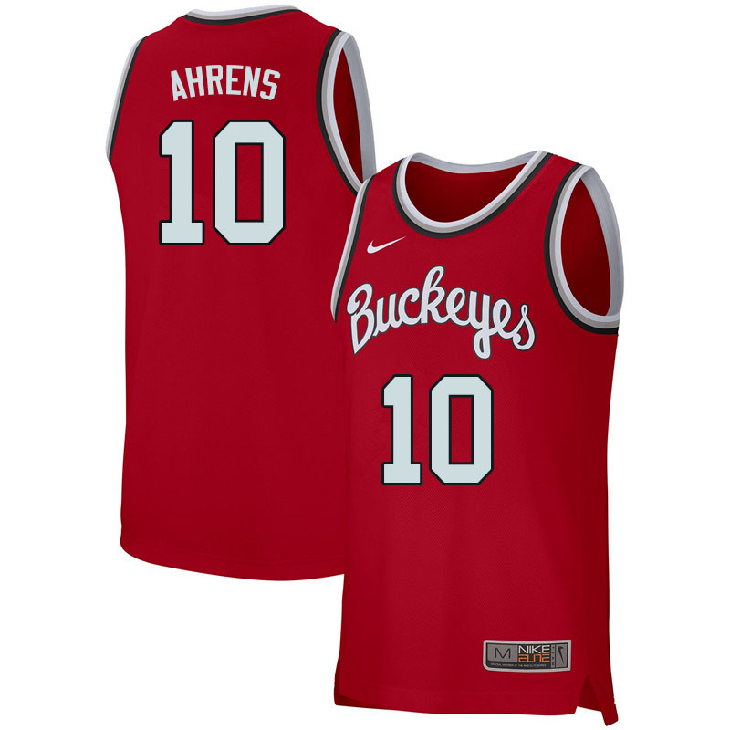 Men #10 Justin Ahrens Ohio State Buckeyes College Basketball Jerseys Sale-Retro Scarlet